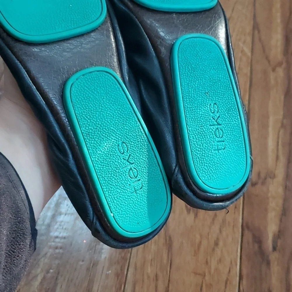 Tieks black round toe foldable flats